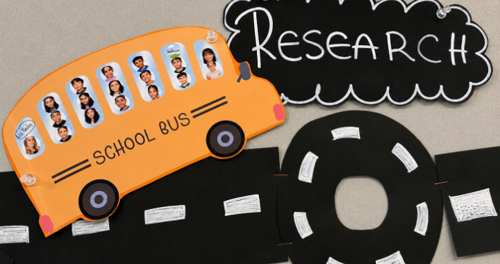 Students' learning journey documented on the wall