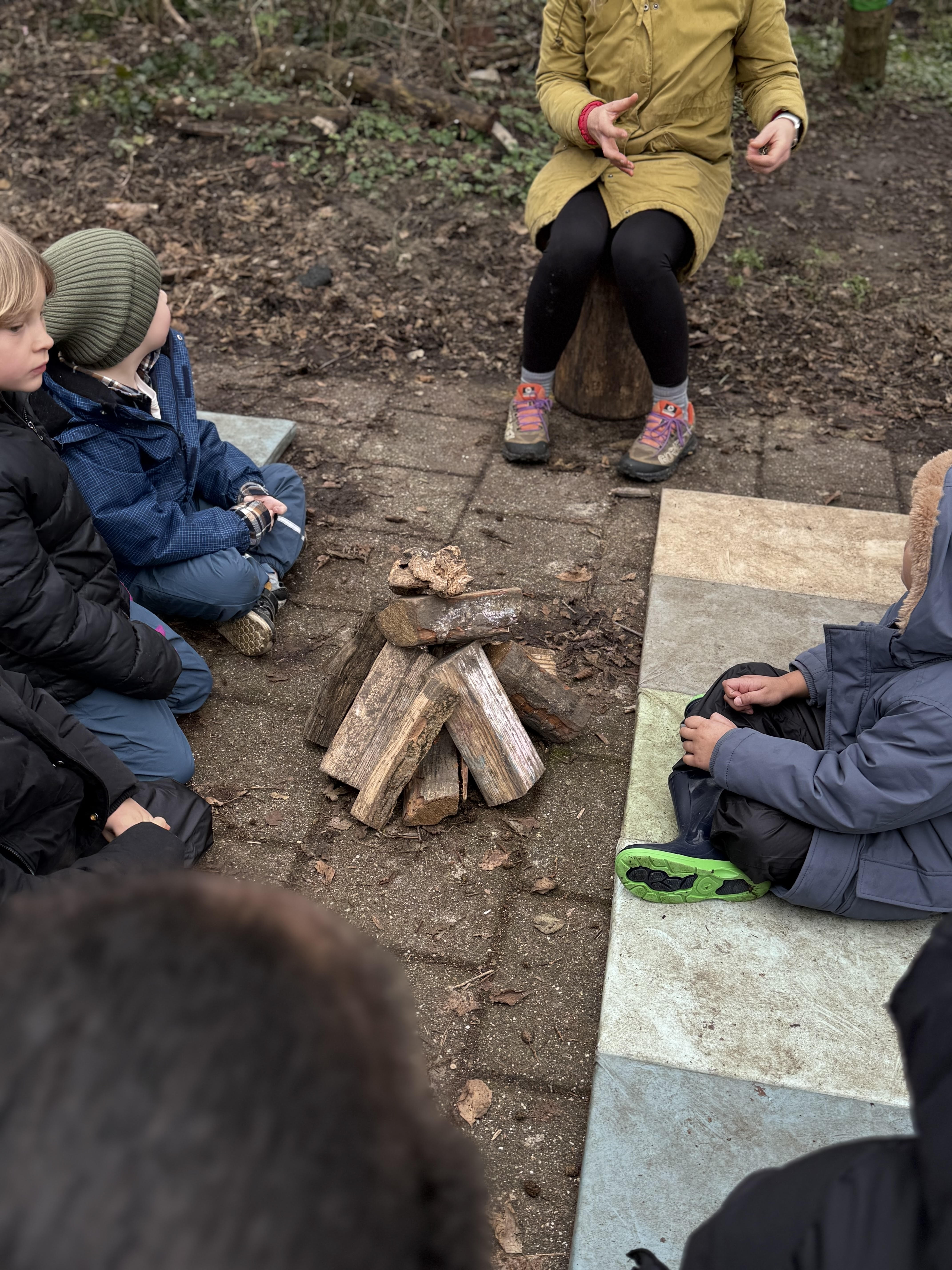Outdoor learning — reading the story together outdoors